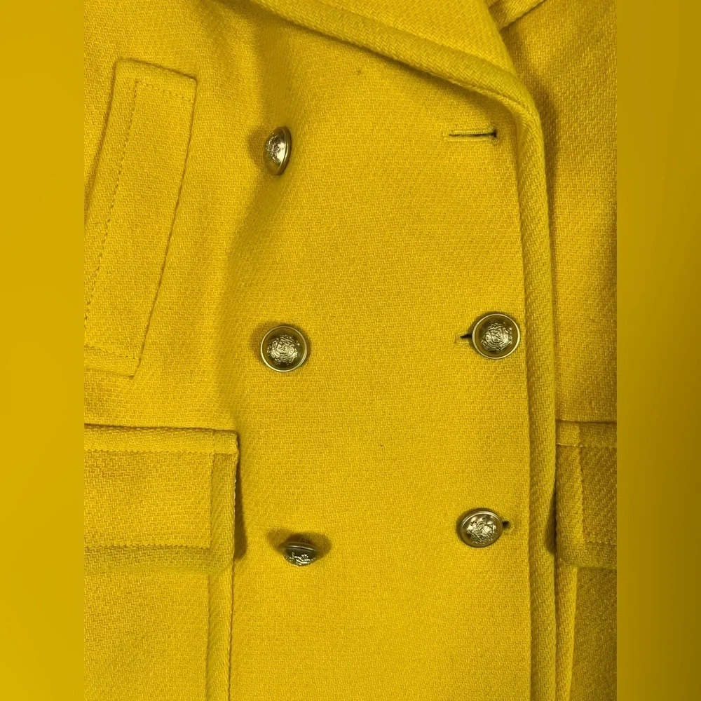 J. Crew Size 4 Stadium Cloth Nello Gori Yellow Majesty Wool Pea Coat Jacket EUC - Picture 5 of 13